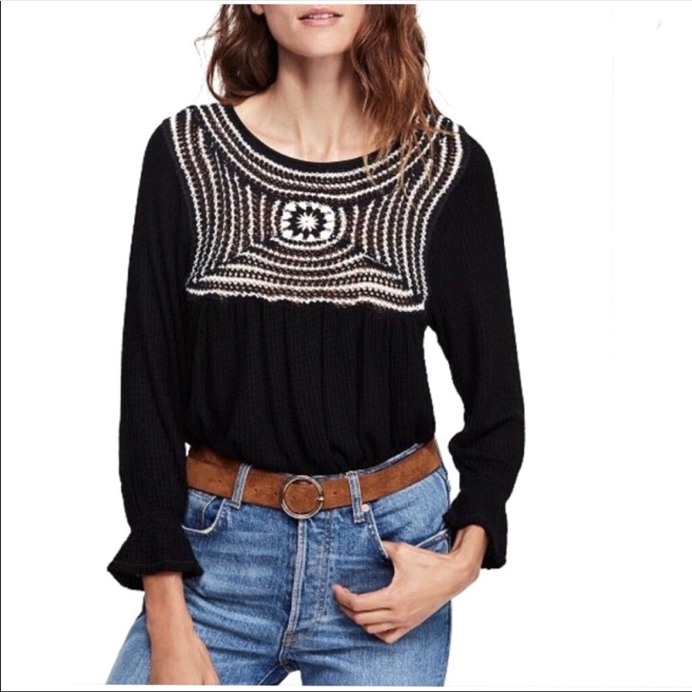 Free People ‘Soul Mate’ Crochet Accent  Top Small